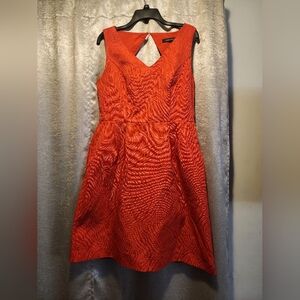 Ellen Tracy Bold Orange Textured Dress w/pockets. (Belt Loops/No Belt)